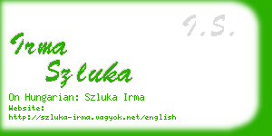 irma szluka business card